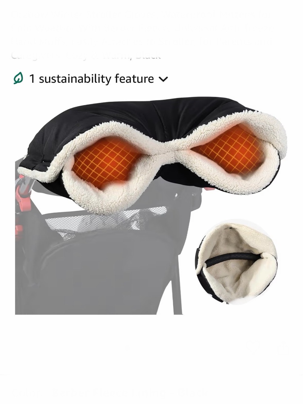 Orzbow Winter❄️Waterproof Stroller Mittens🧤With Berber Fleece